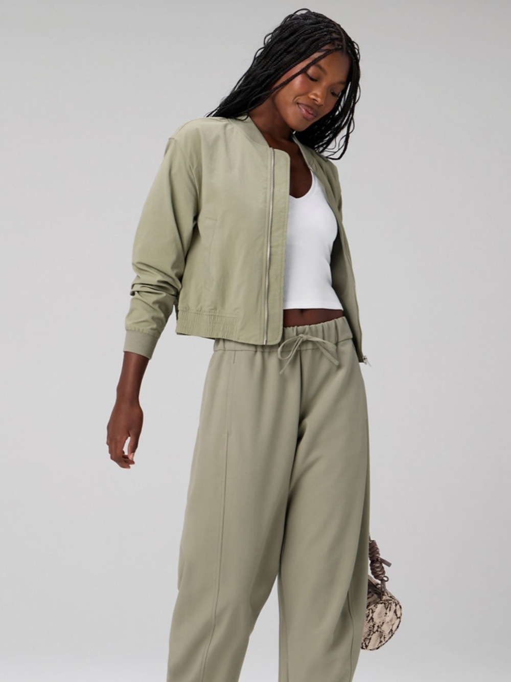 FABLETICS x Keke Palmer Everyday Bomber Jacket NWT in Seagrass small